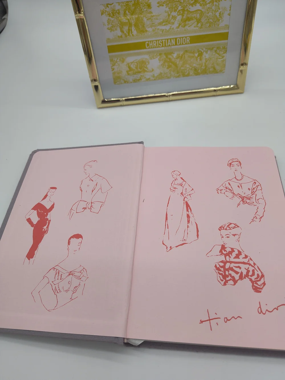 CHRISTIAN DIOR Home Décor Set Fashion Book Gold Bamboo Frame Paris Luxury